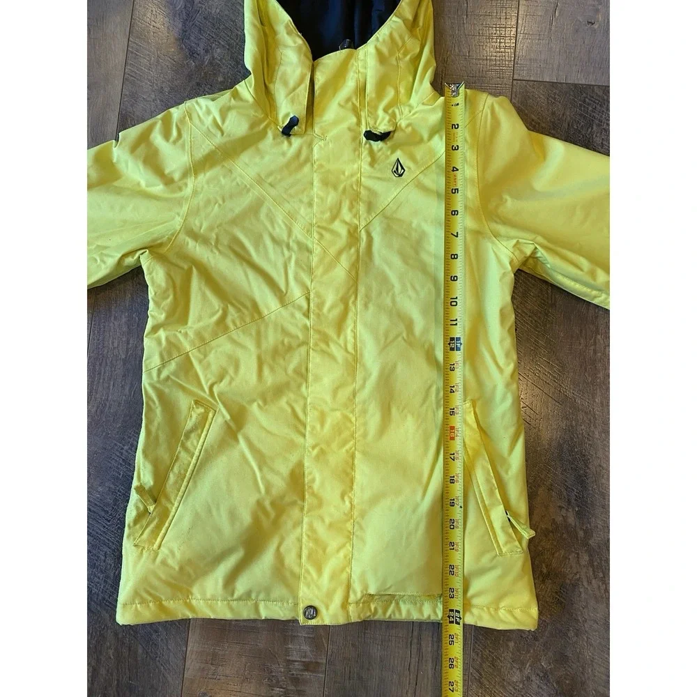 Vintage Y2K Volcom Snowboard Jacket Yellow Hooded Graphic Lining Mens XS